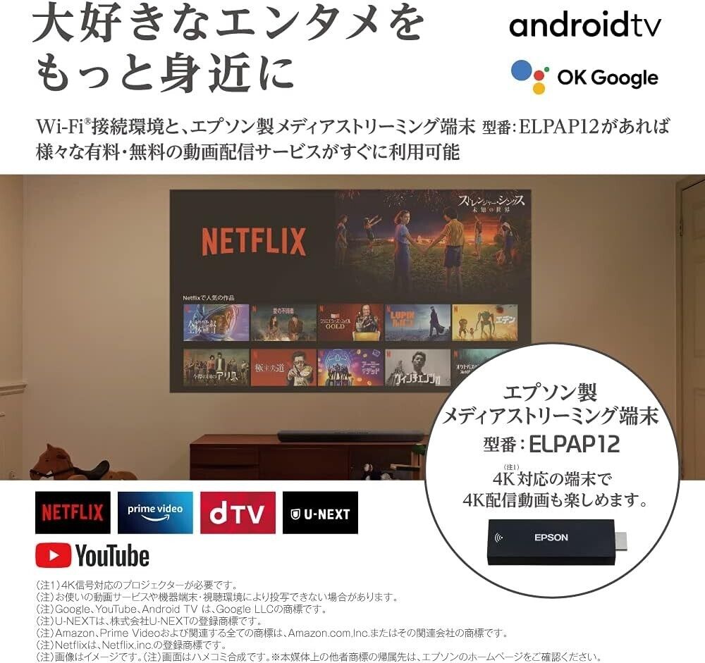 EPSON Projector Android TV Terminal ELPAP12 EH LS12000 NEW