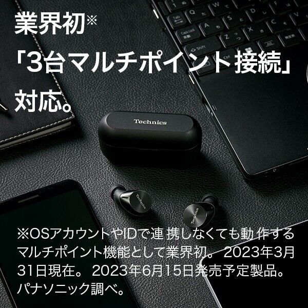 Technics EAH-AZ80 Black wireless Bluetooth earphone noise canceling Audio NEW