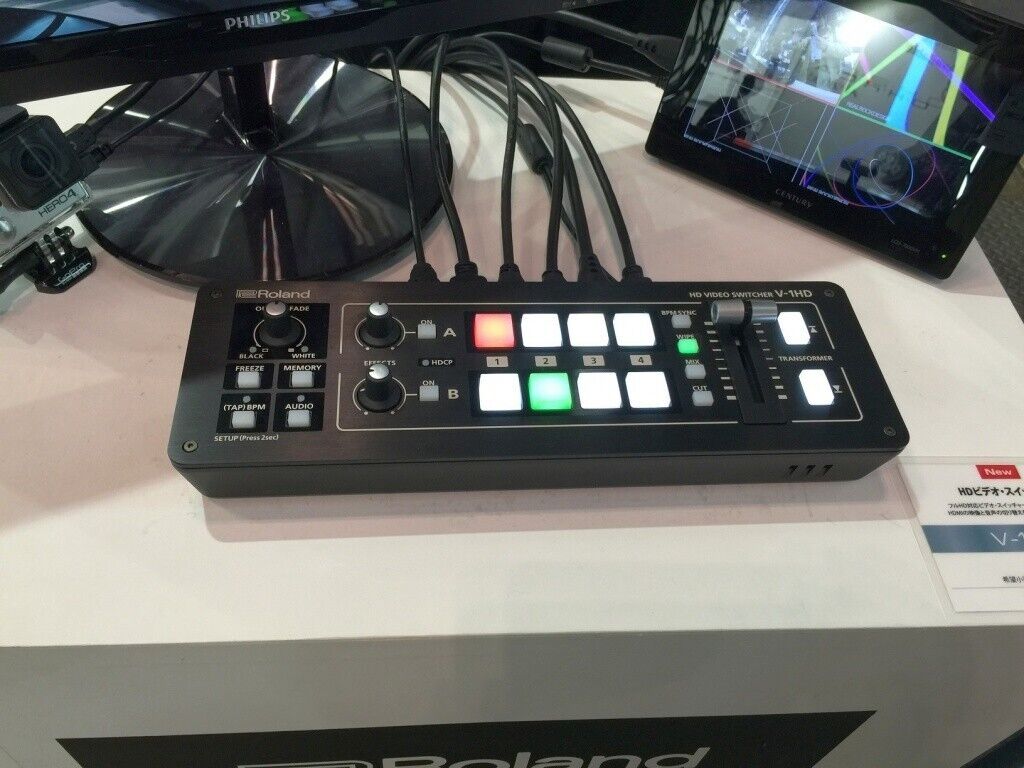 Roland V-1HD STR Video Switcher Web Streaming Bundle 4 HDMI In 2 HDMI Out NEW
