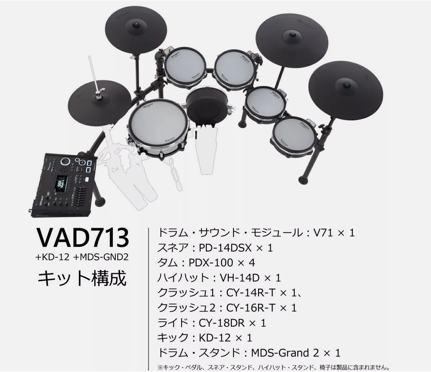 Roland TD713 V-Drums 7 Series Electronic Drum Set Kit